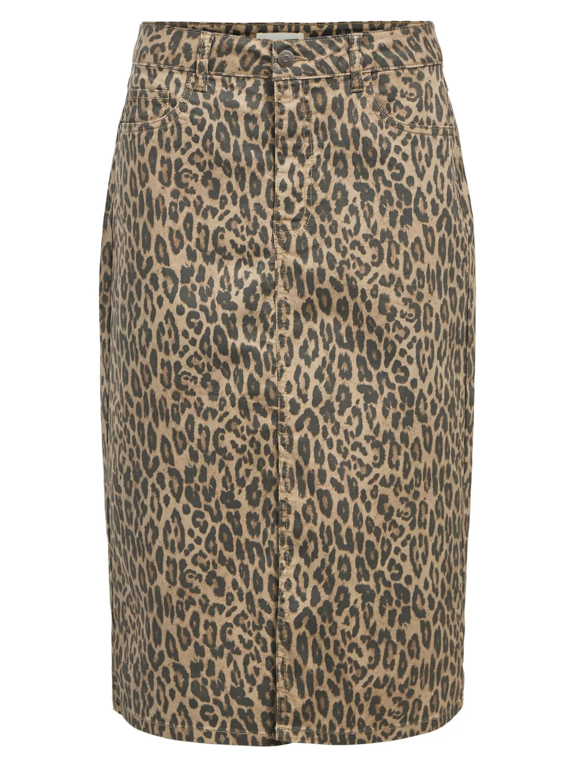 OBJECT LEOPARDPRINT DENIMSKJØRT