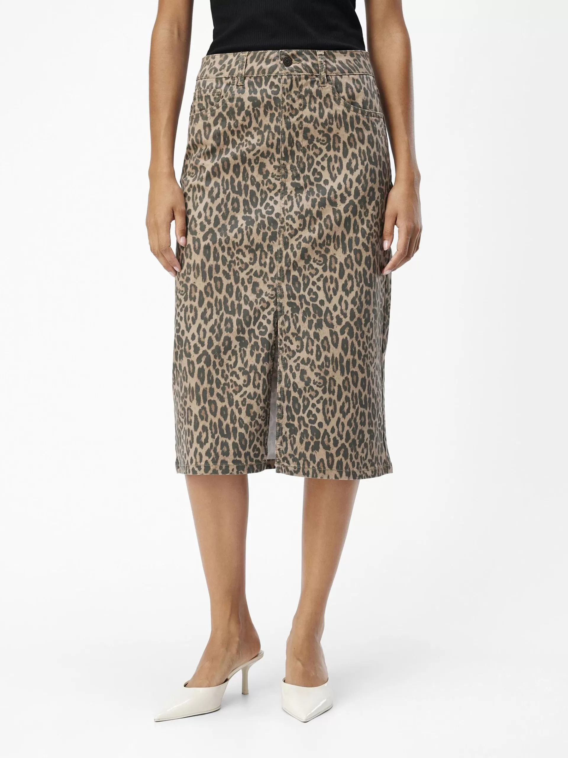 OBJECT LEOPARDPRINT DENIMSKJØRT